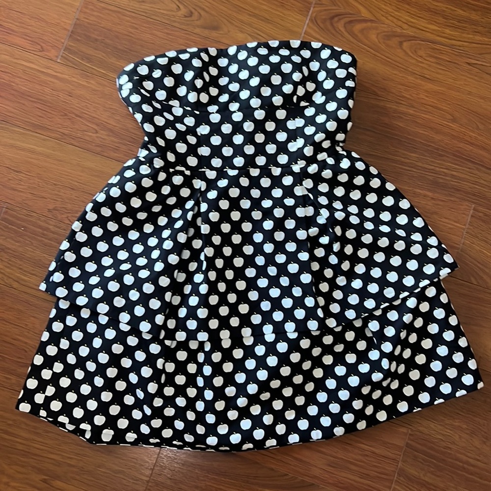 NWOT Kate spade apple black and white strapless dress size 12
